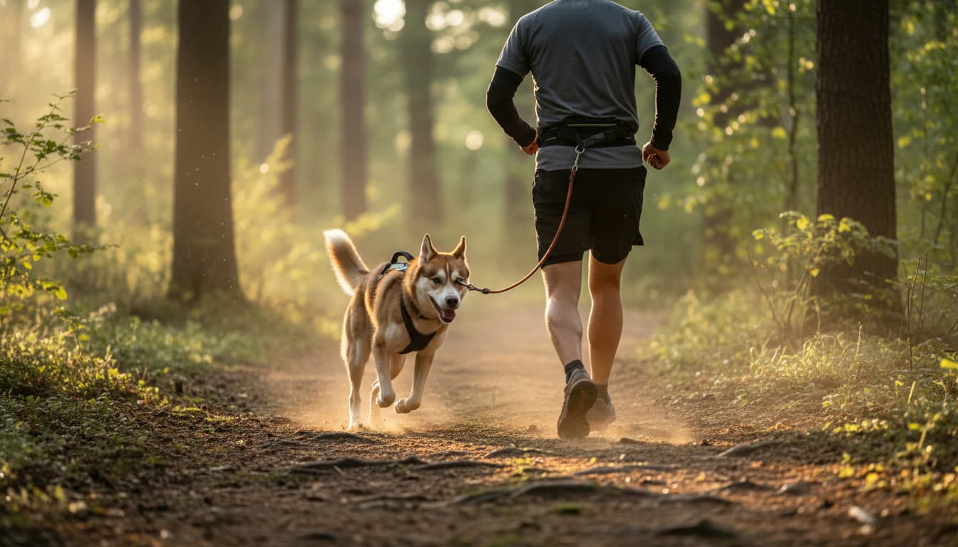 Chien en action lors d’un canicross